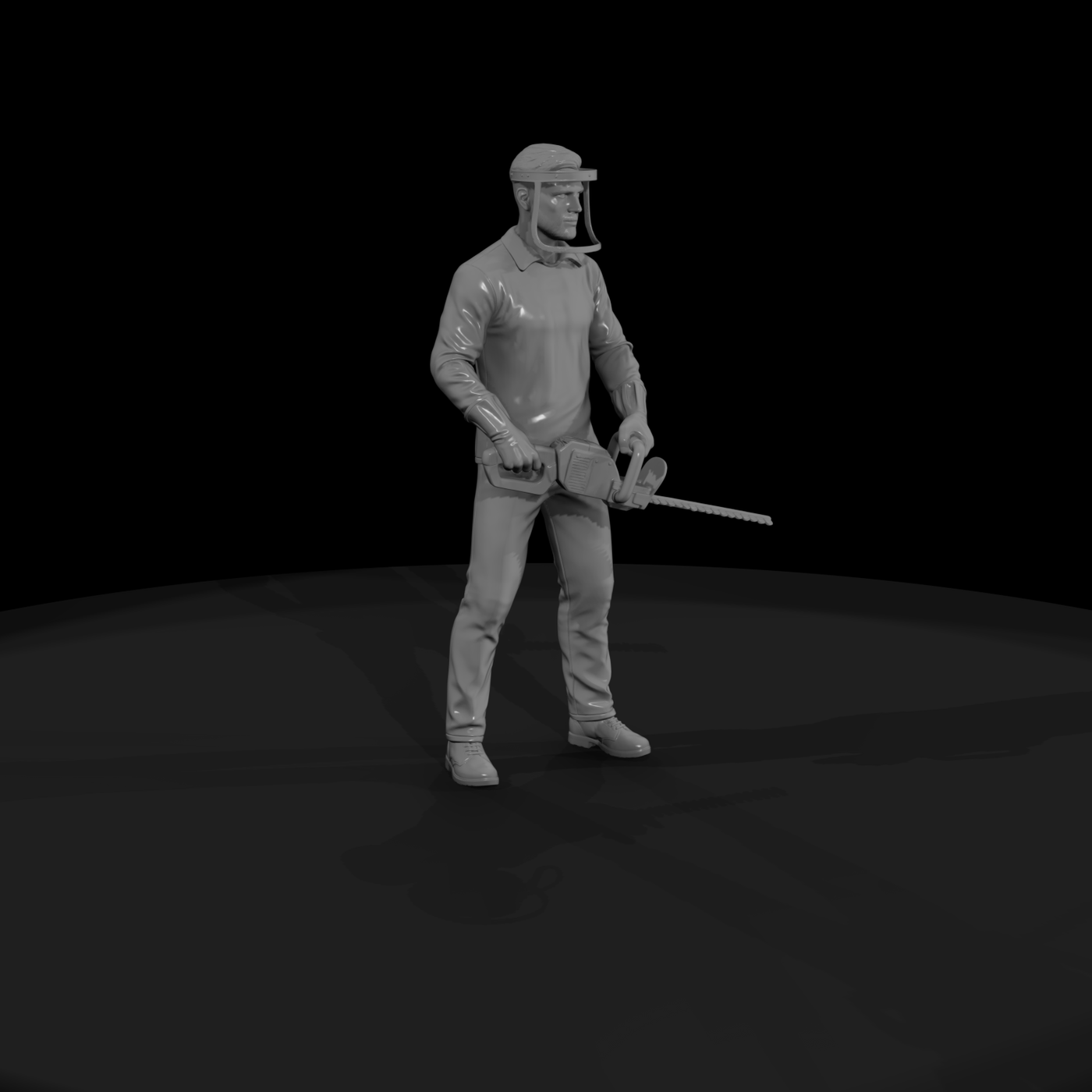 Landscaper Figure with Hedge Trimmer & Face Shield