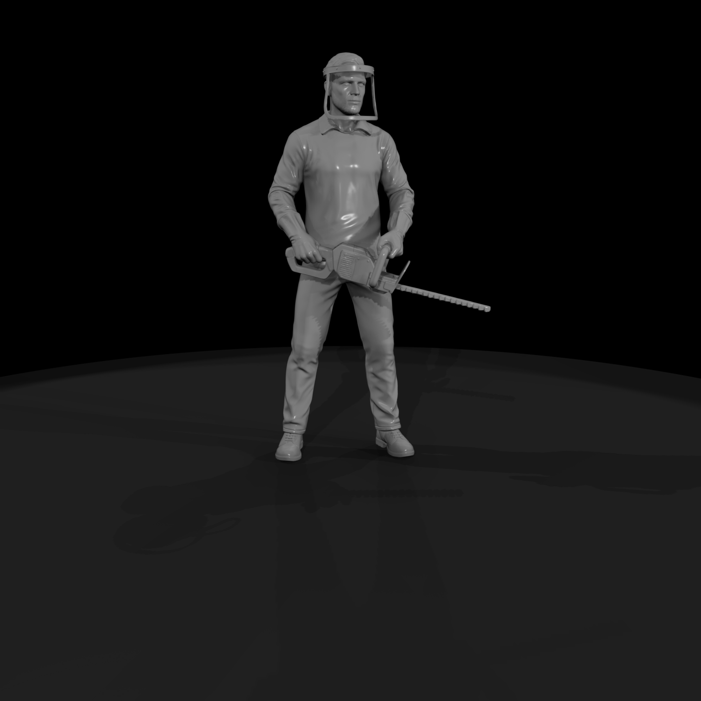 Landscaper Figure with Hedge Trimmer & Face Shield