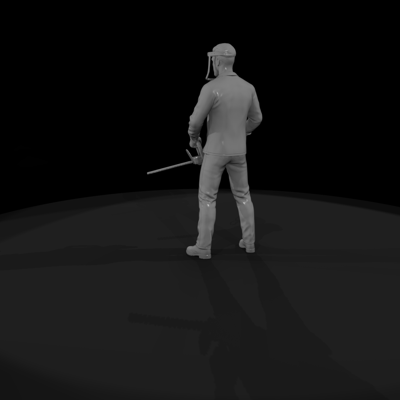 Landscaper Figure with Hedge Trimmer & Face Shield