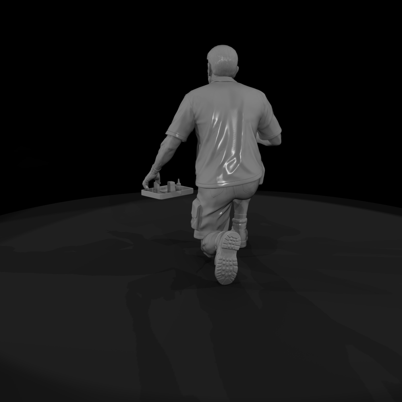 Pool Technician Kneeling Figure with Test