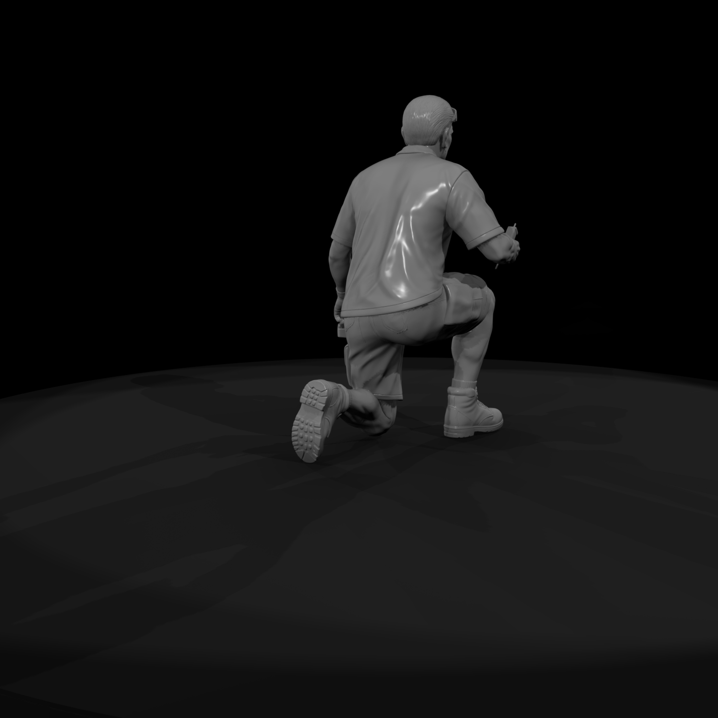 Pool Technician Kneeling Figure with Test