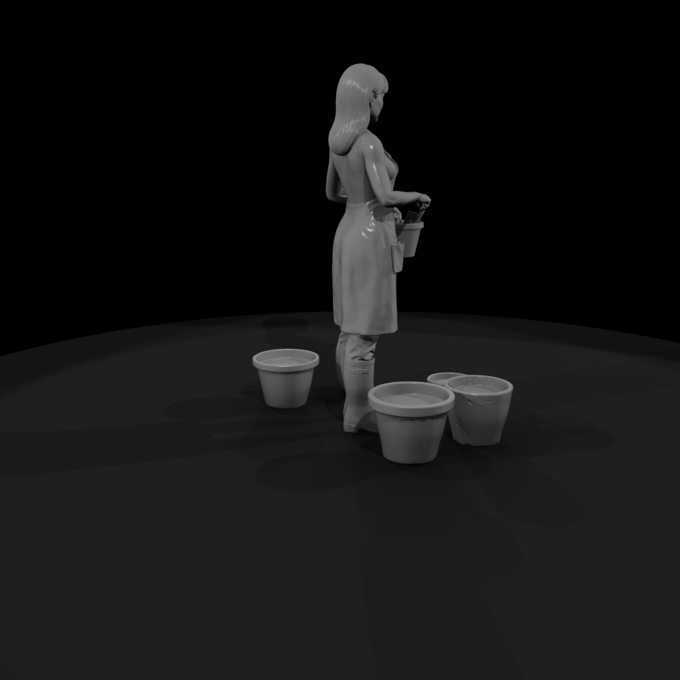 Kneeling Female Gardener Figure