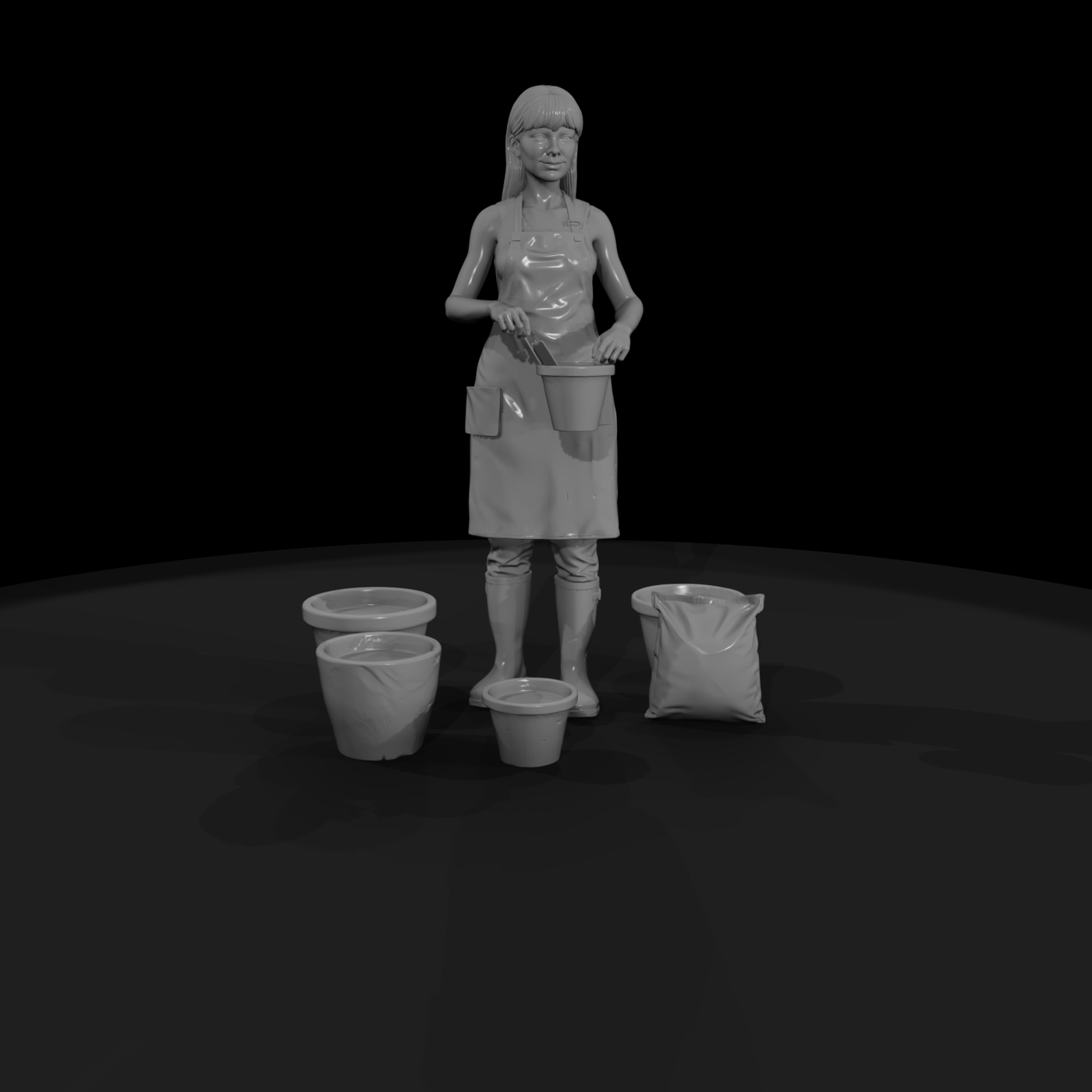 Kneeling Female Gardener Figure