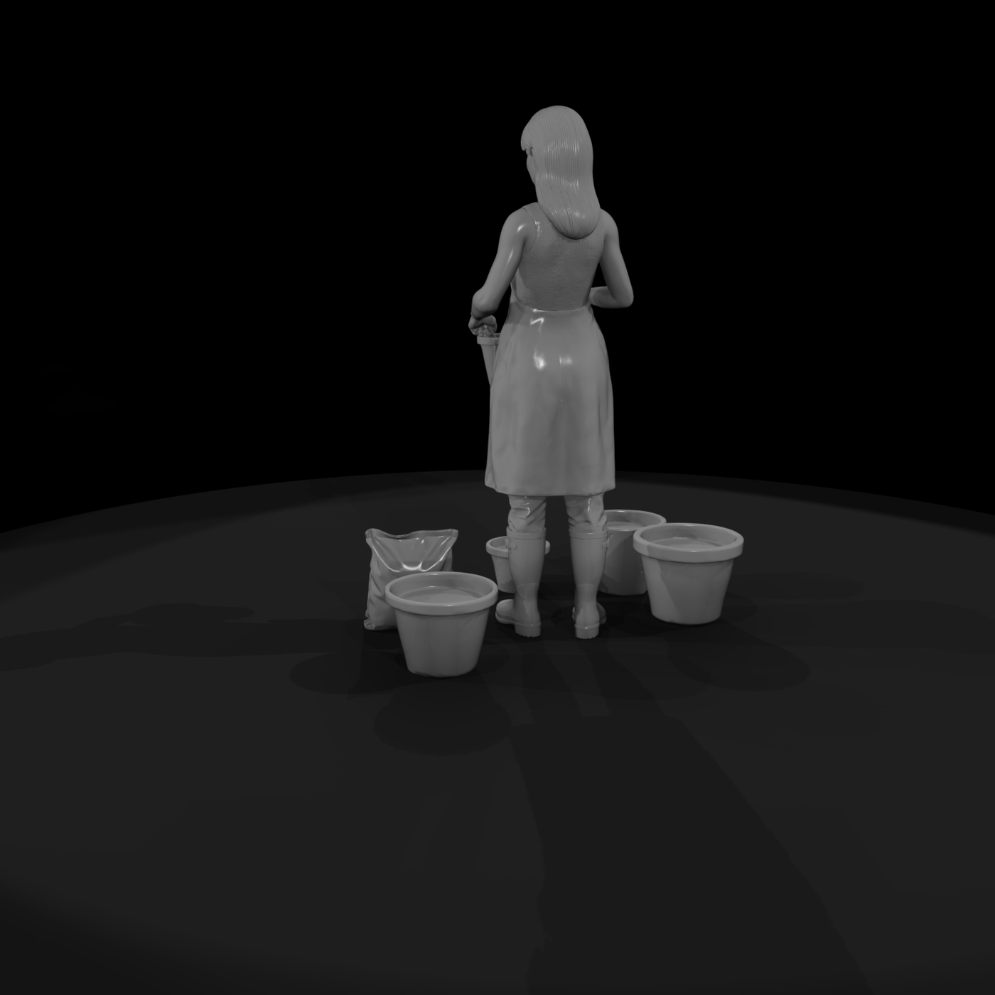 Kneeling Female Gardener Figure