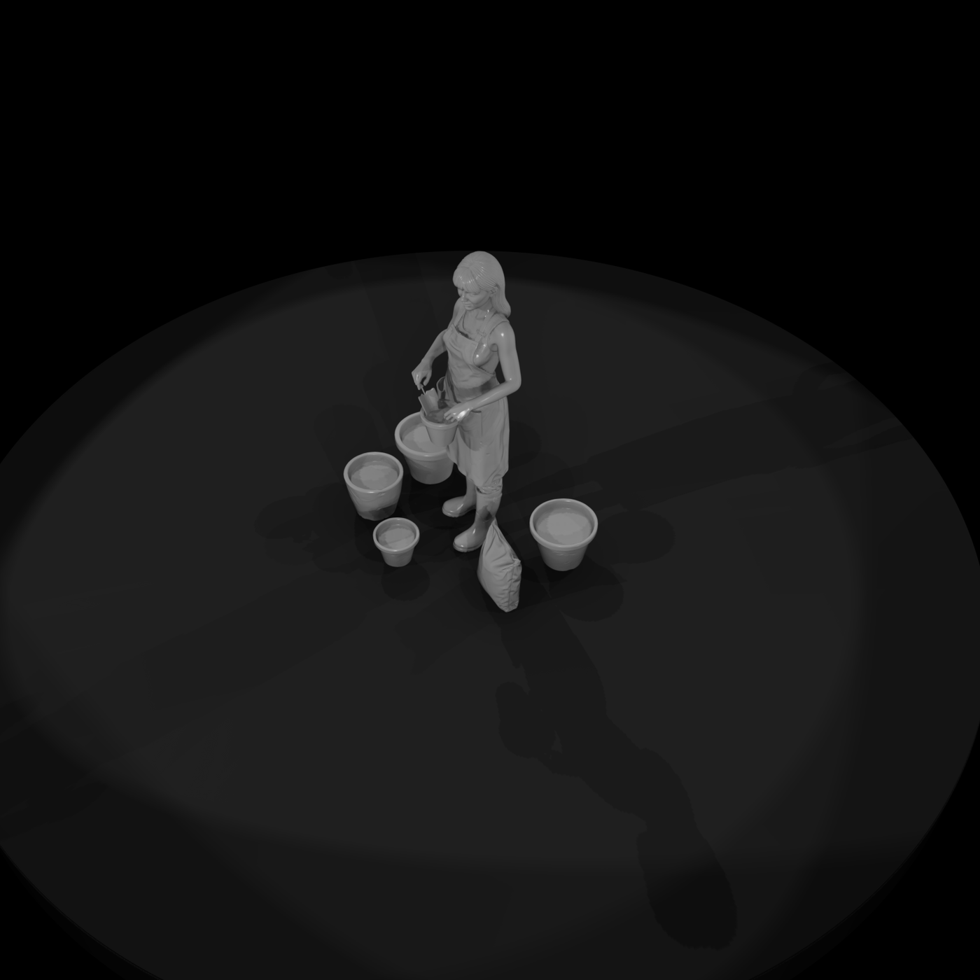 Kneeling Female Gardener Figure