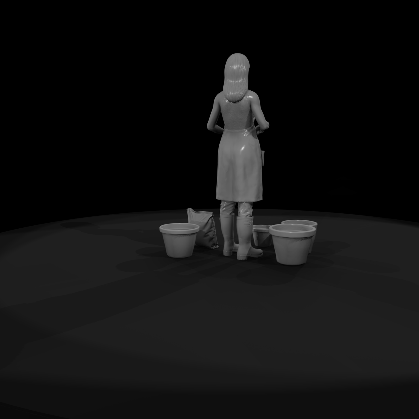 Kneeling Female Gardener Figure