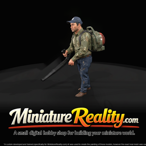 Landscaping Worker with Backpack Leaf Blower — 3D Printable Figure
