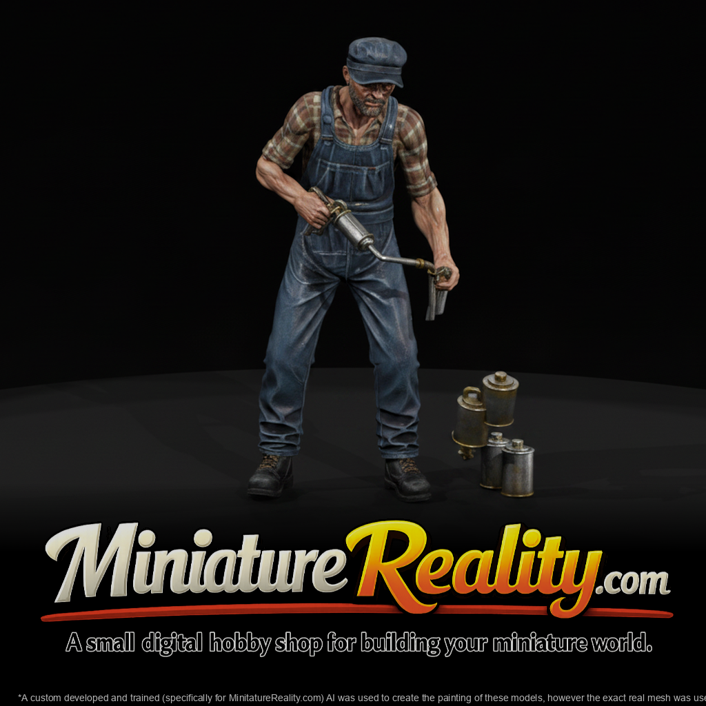 Locomotive Oiler - Railroad Worker Figure, three-quarter view