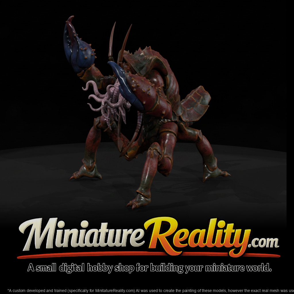 Lovecraftian Crayfish Monster miniature, three-quarter view
