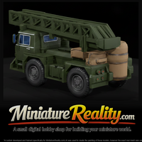 Low Poly Untextured Mobile Crane Truck miniature, three-quarter view — thumbnail 1