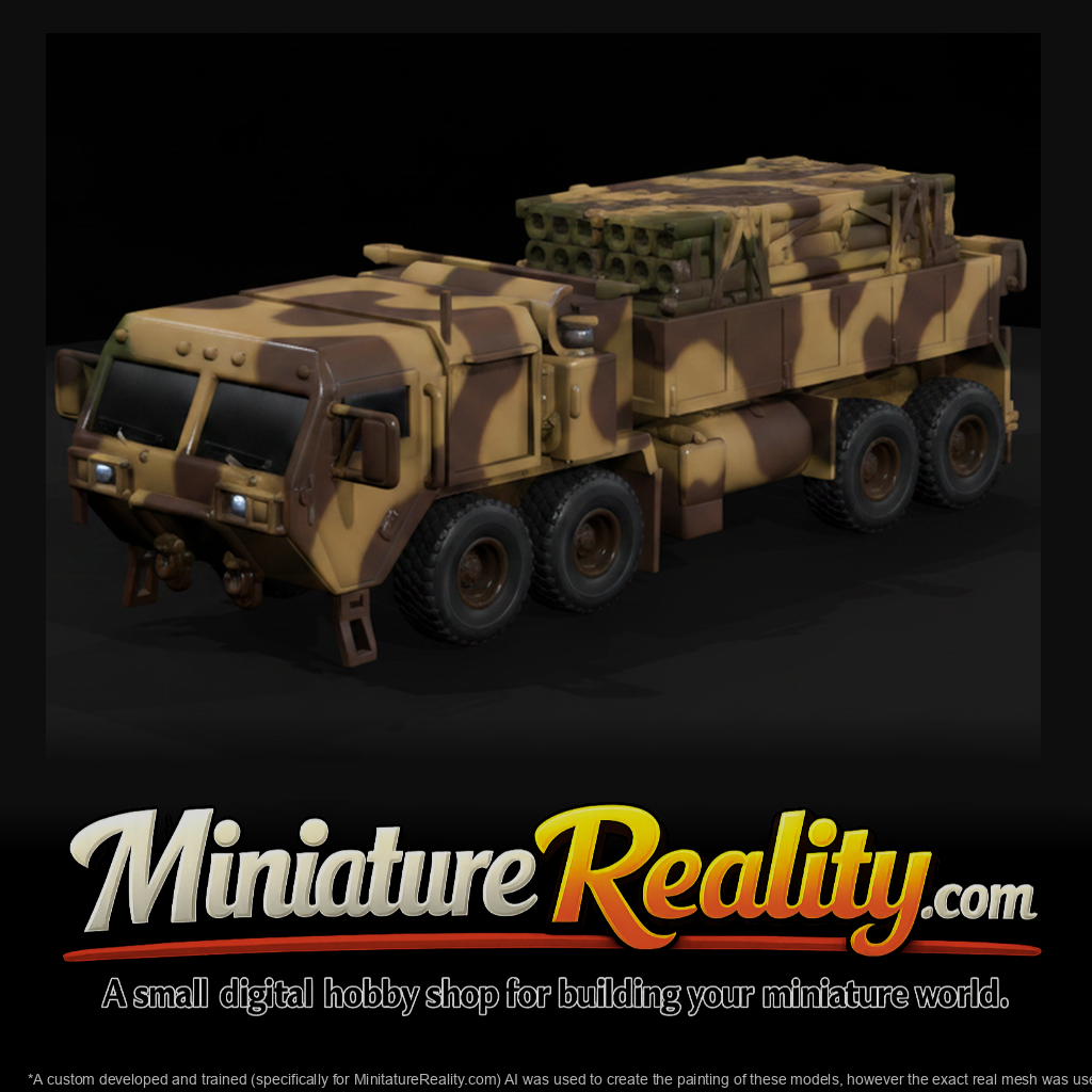 MATV Armored Vehicle with Rocket Pods miniature, three-quarter view