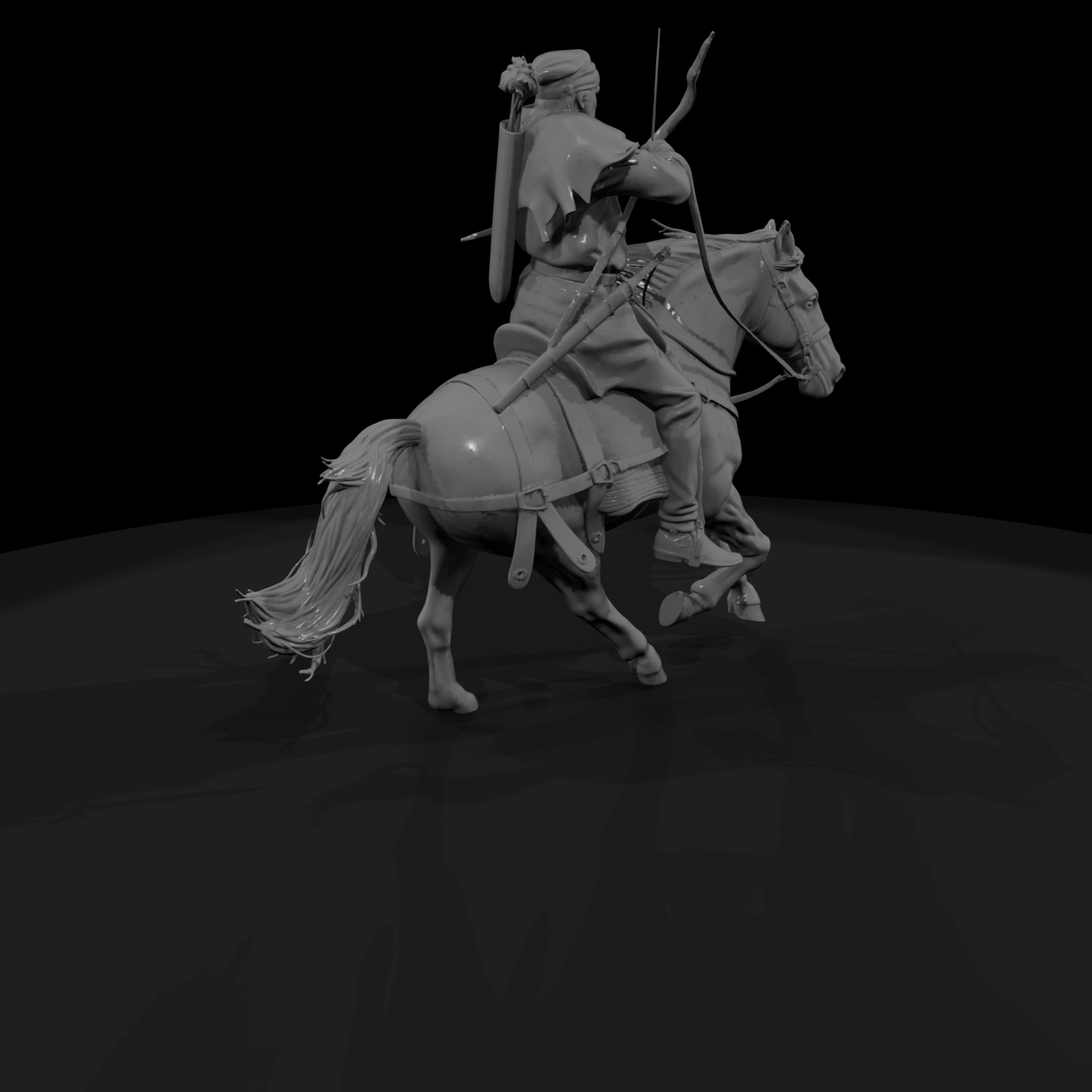 Medieval Mounted Archer on Galloping Horse