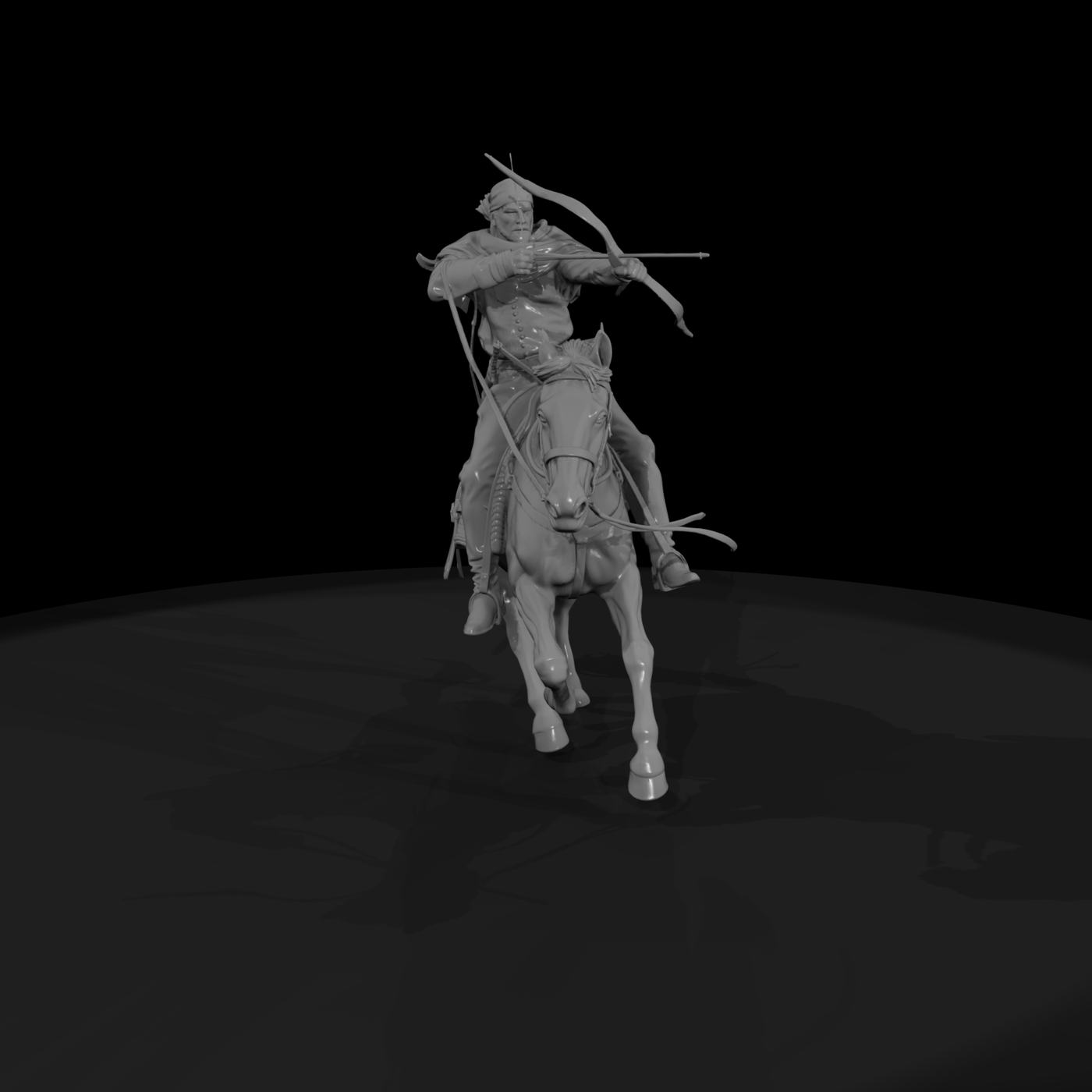 Medieval Mounted Archer on Galloping Horse