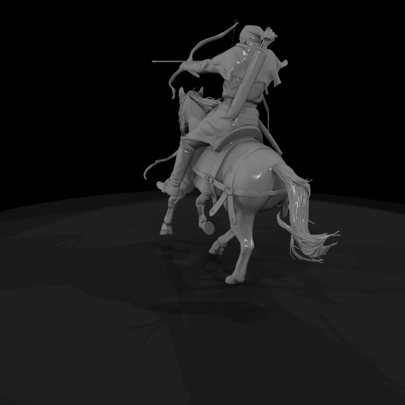Medieval Mounted Archer on Galloping Horse