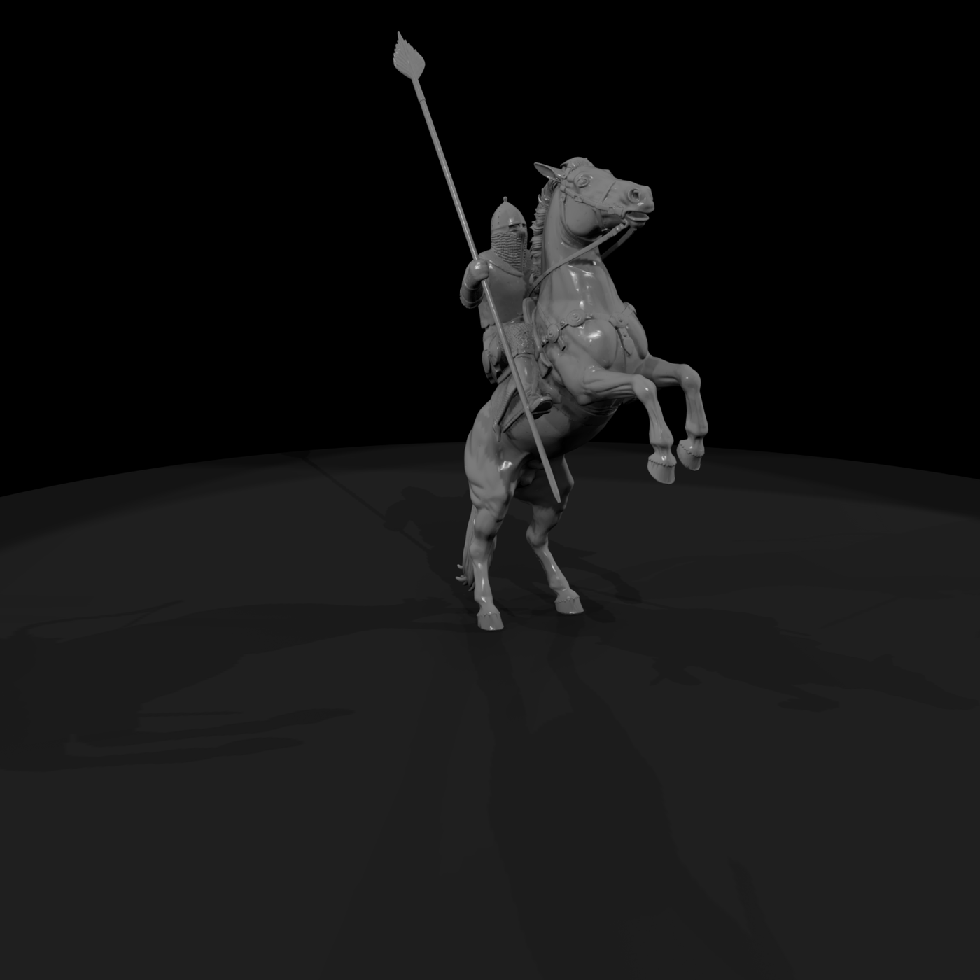 Medieval Mounted Knight on Rearing Horse