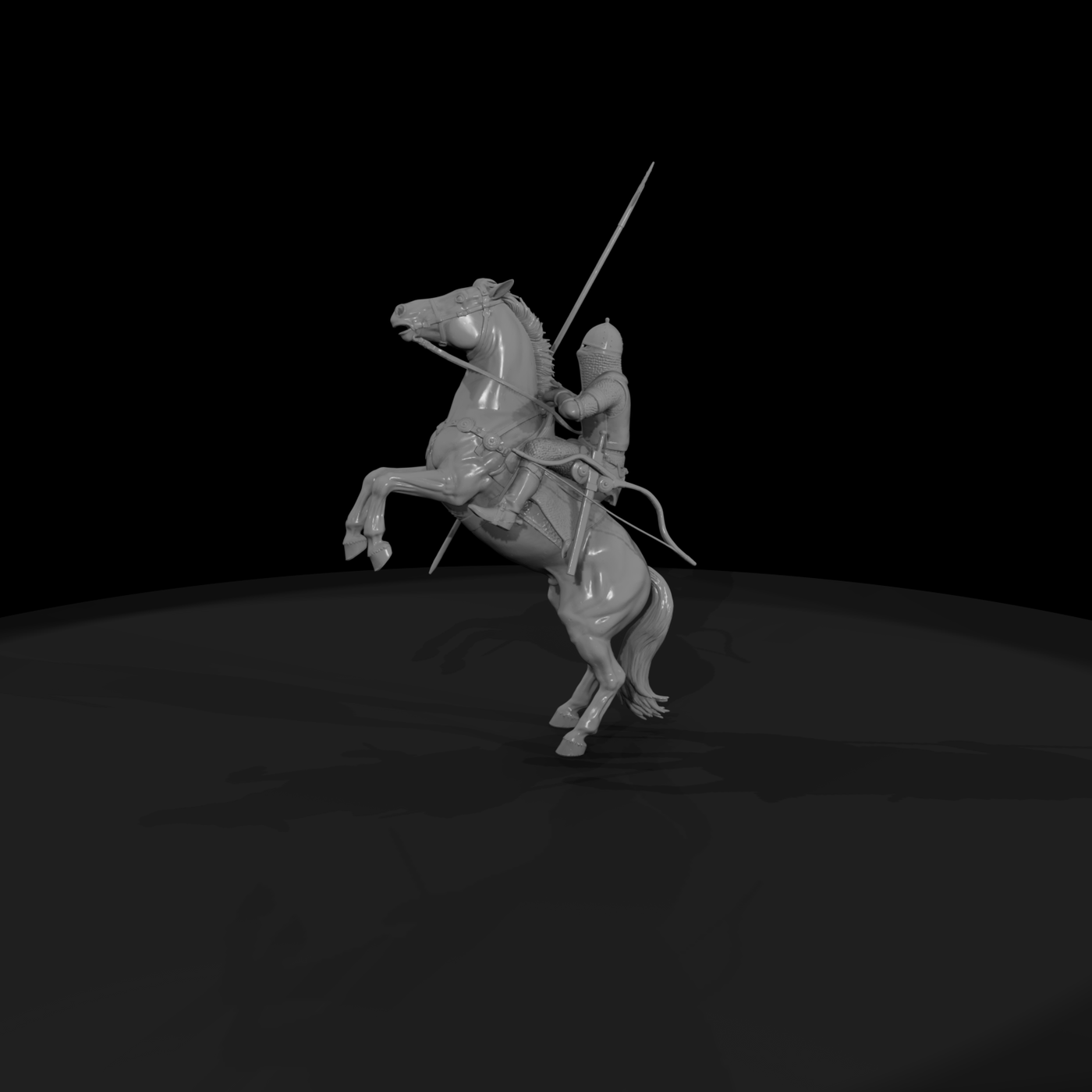 Medieval Mounted Knight on Rearing Horse