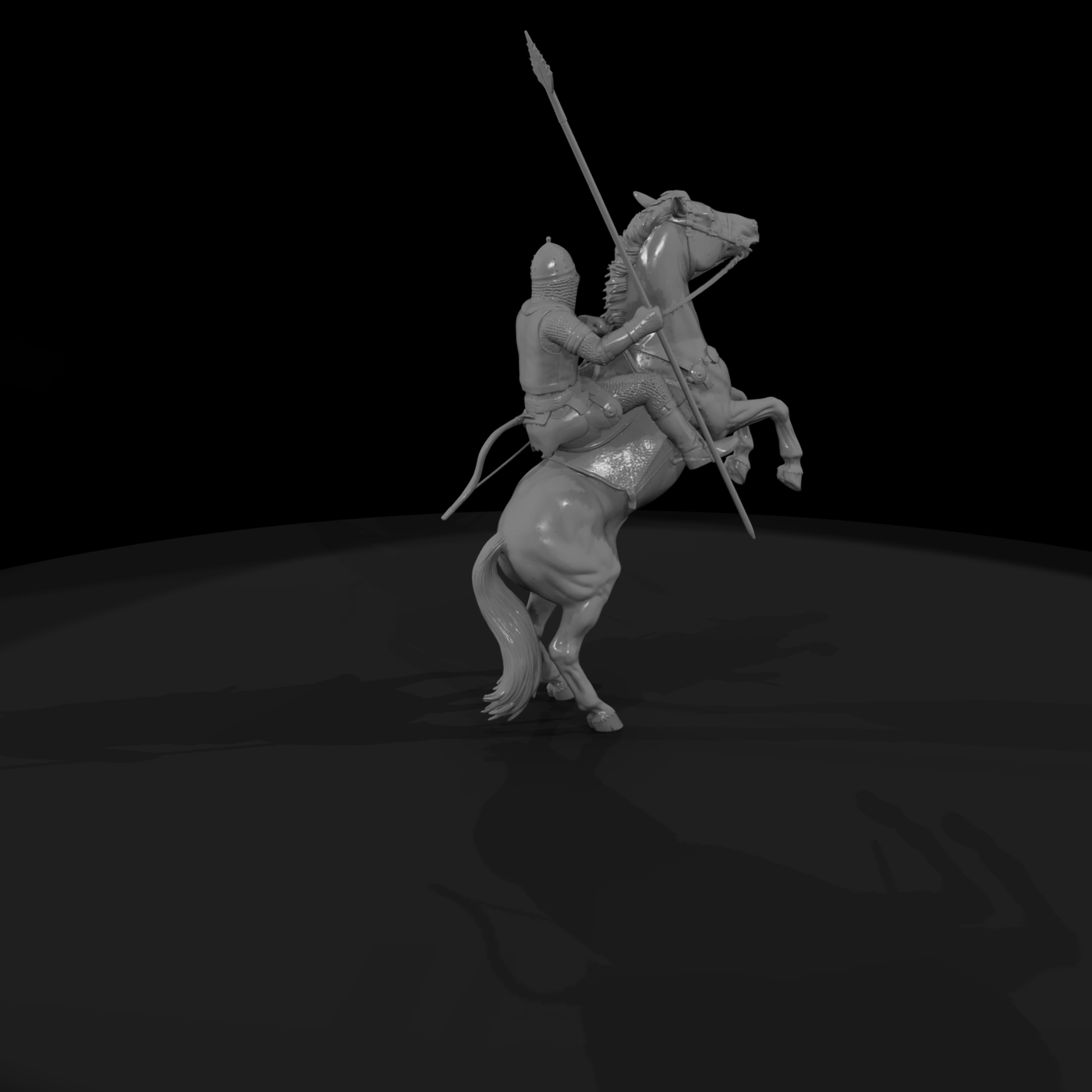 Medieval Mounted Knight on Rearing Horse
