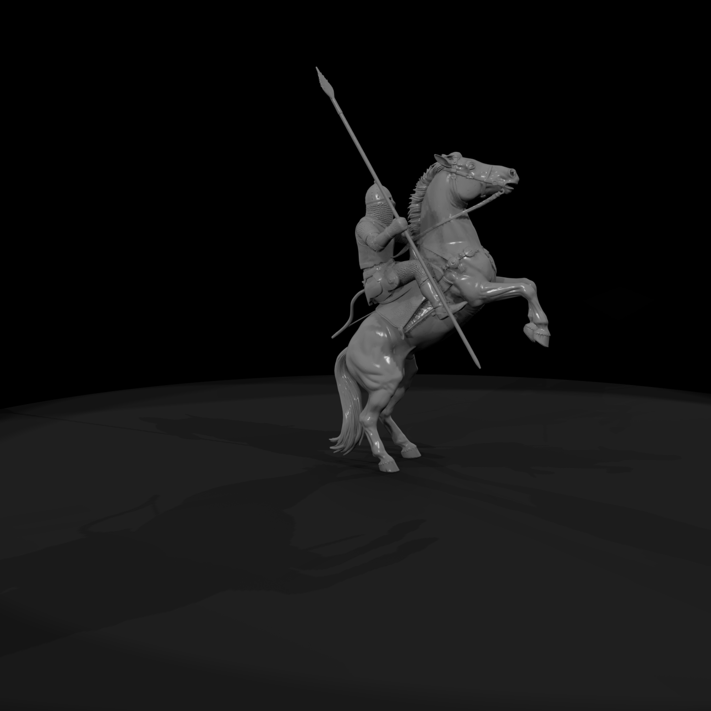 Medieval Mounted Knight on Rearing Horse