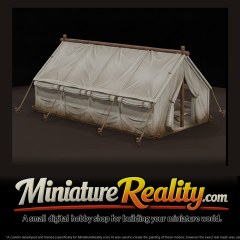 Civil War Hospital Wall Tent miniature, three-quarter view
