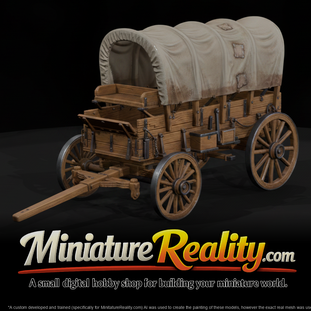 Civil War Army Supply Wagon miniature, three-quarter view
