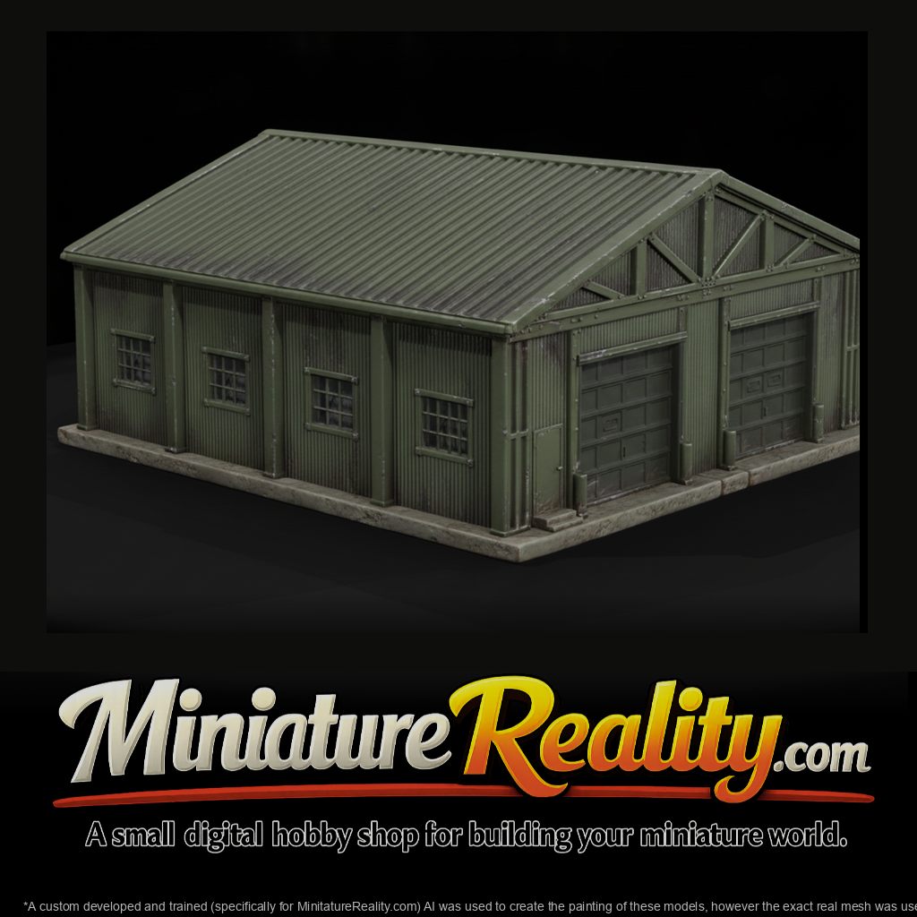 1980s Cold War Butler Steel Warehouse miniature, three-quarter view