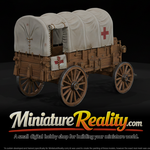 Wild West Fort Ambulance Wagon miniature, three-quarter view