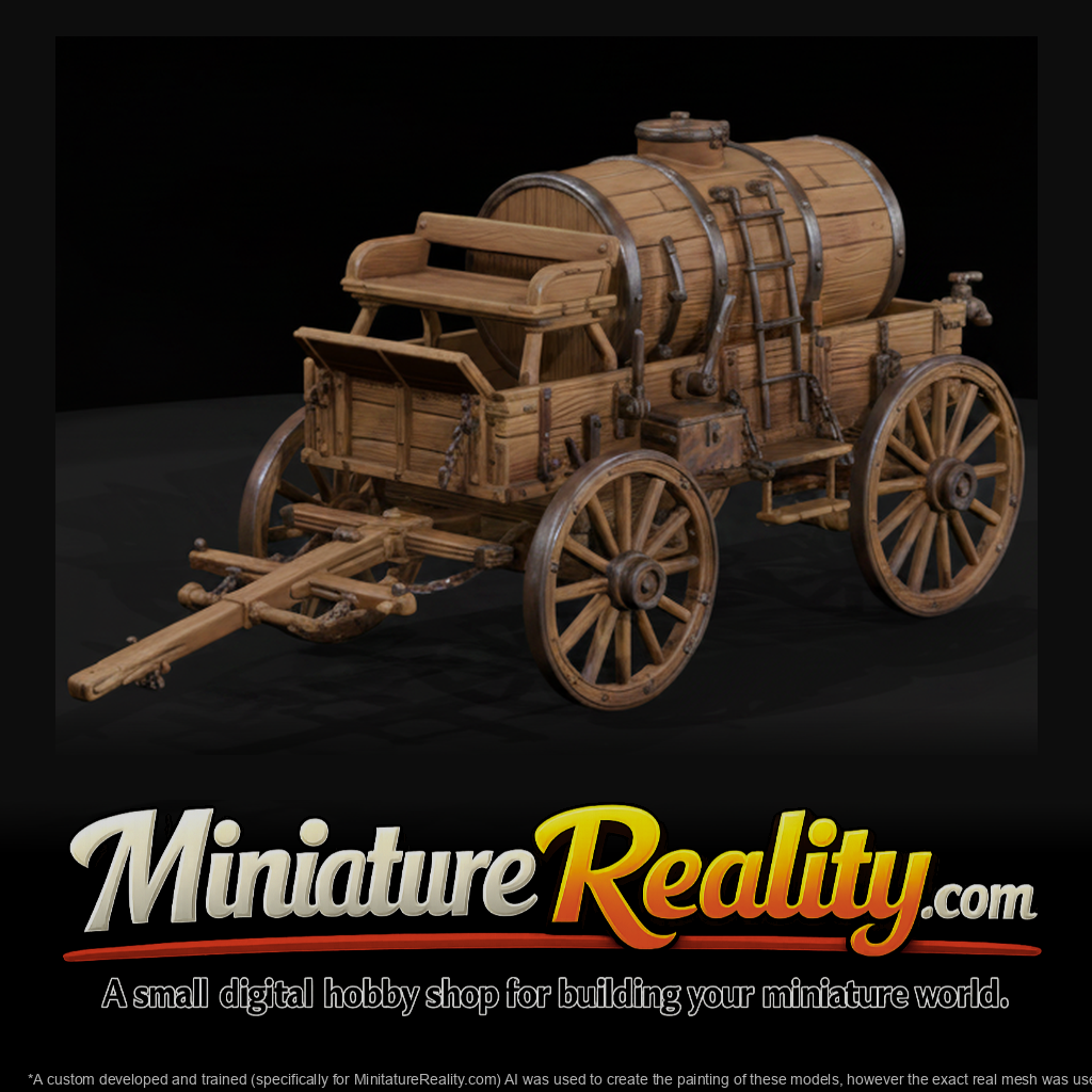 Wild West Fort Water Wagon miniature, three-quarter view