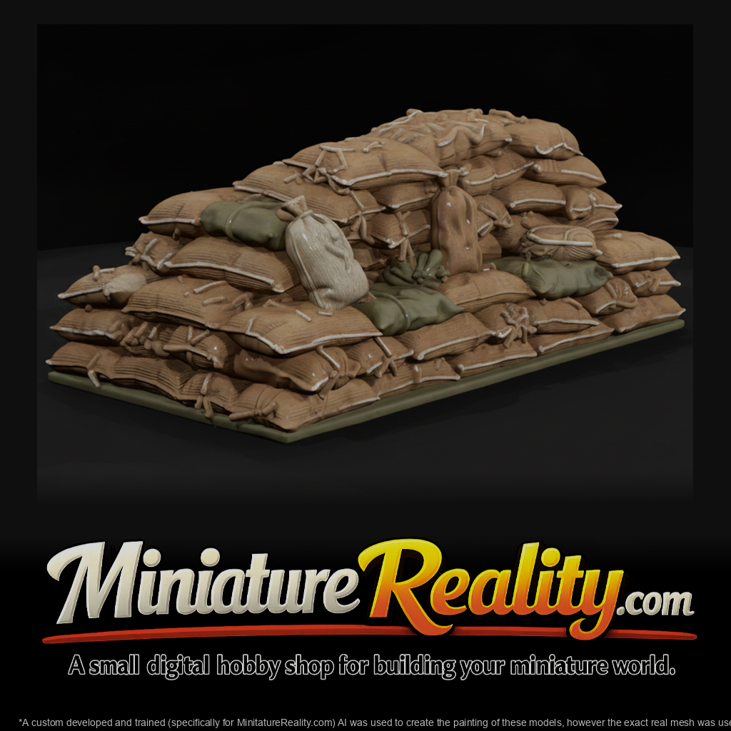 Wild West Fort Sack Pile miniature, three-quarter view