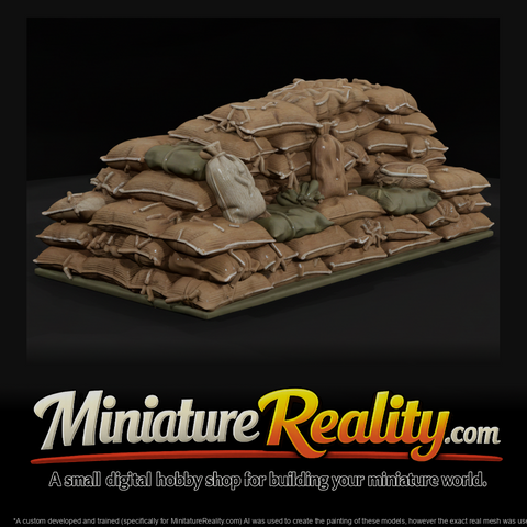 Wild West Fort Sack Pile miniature, three-quarter view
