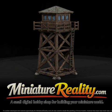 WWII Pacific Coastwatch Tower miniature, three-quarter view