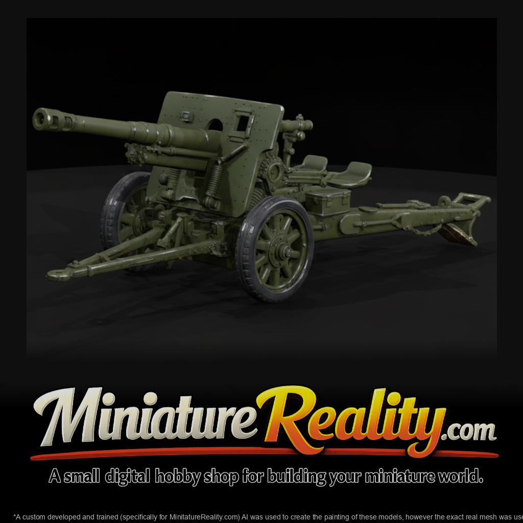 WWII Pacific 75mm Field Gun miniature, three-quarter view