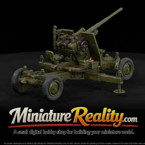 WWII Pacific 40mm Bofors AA Gun miniature, three-quarter view