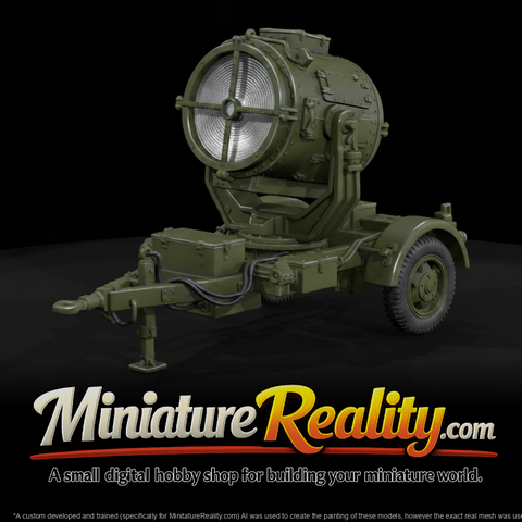 WWII Pacific AA Searchlight miniature, three-quarter view