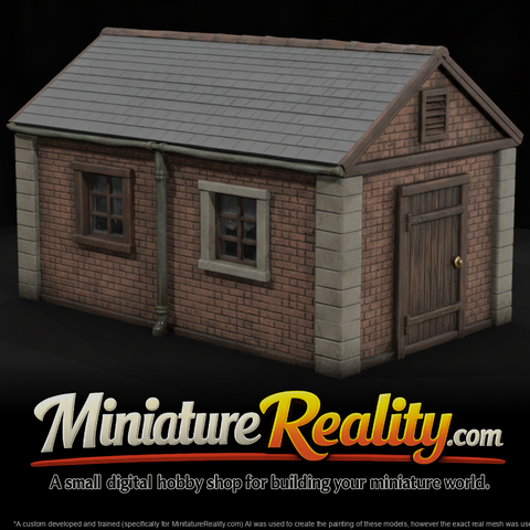 WWII England Generator House miniature, three-quarter view