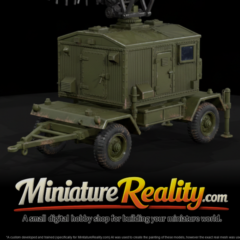 WWII England Gl Radar Cabin miniature, three-quarter view