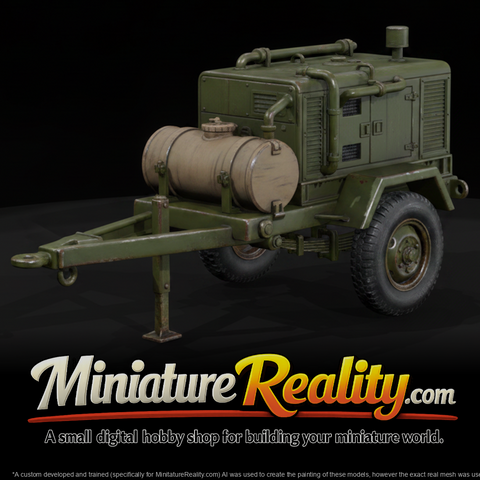Vietnam Field Generator Trailer miniature, three-quarter view
