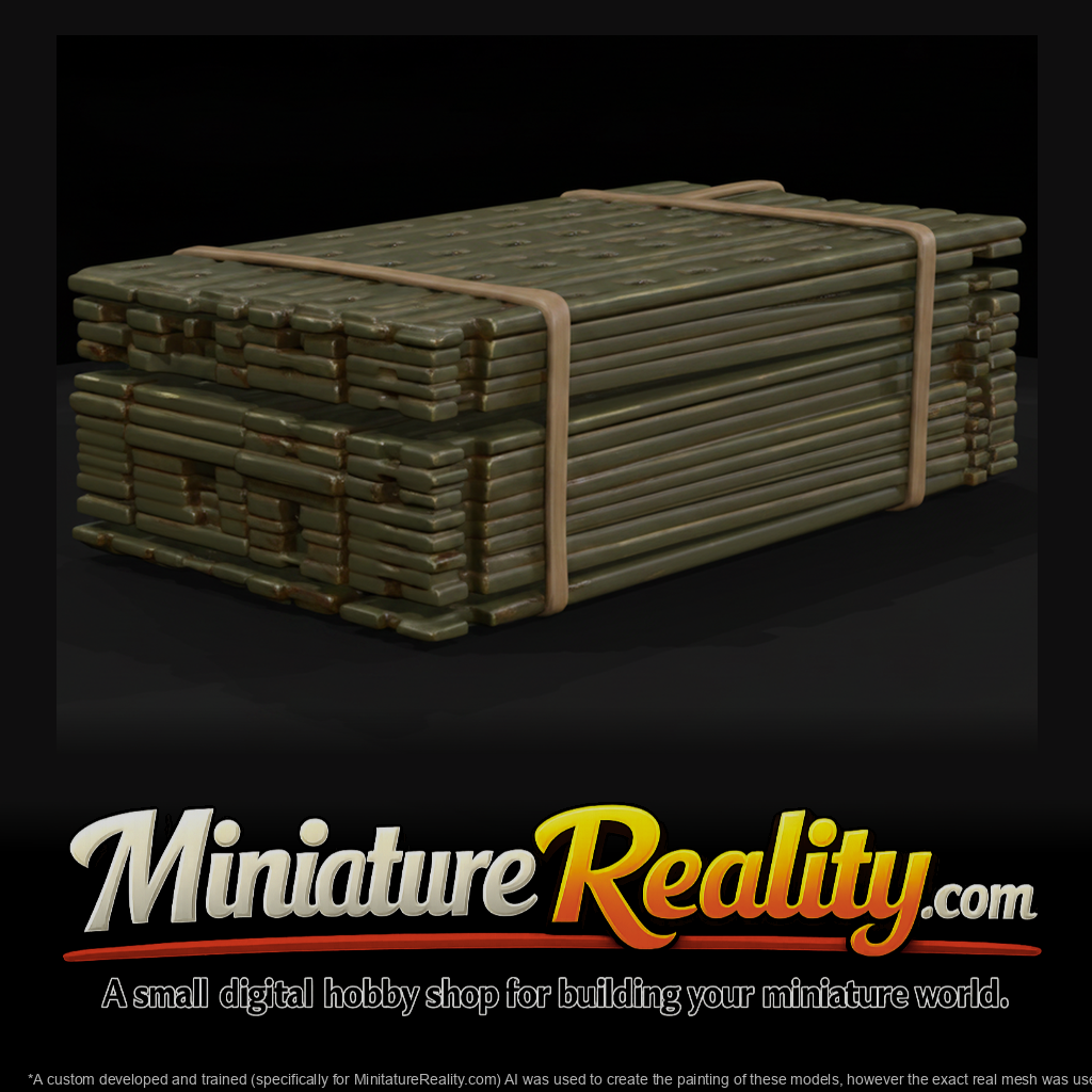 Pierced Steel Planking Stack miniature, three-quarter view