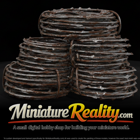 Concertina Barbed Wire Rolls miniature, three-quarter view