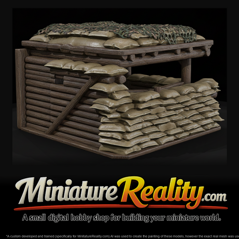 Sandbagged Fighting Position with Overhead Cover miniature, three-quarter view