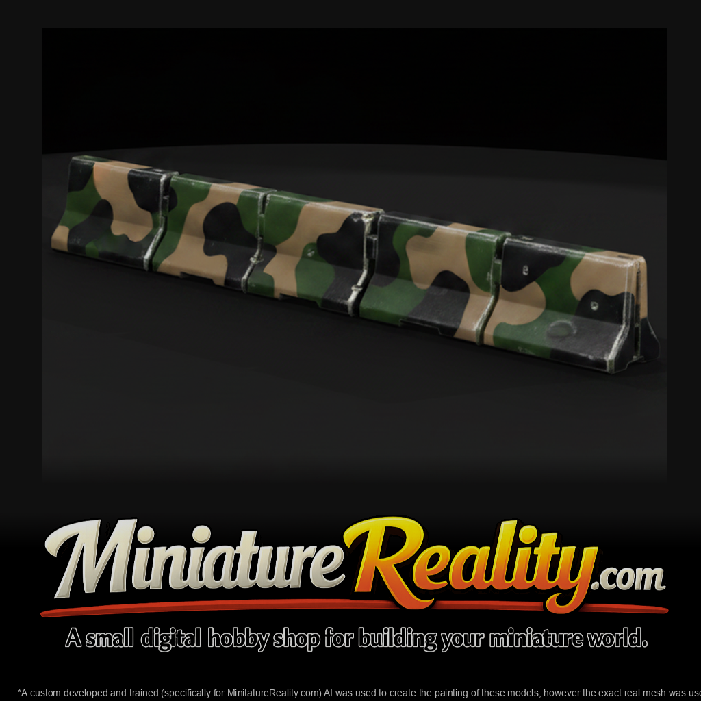 Camouflaged Concrete Jersey Barriers miniature, three-quarter view