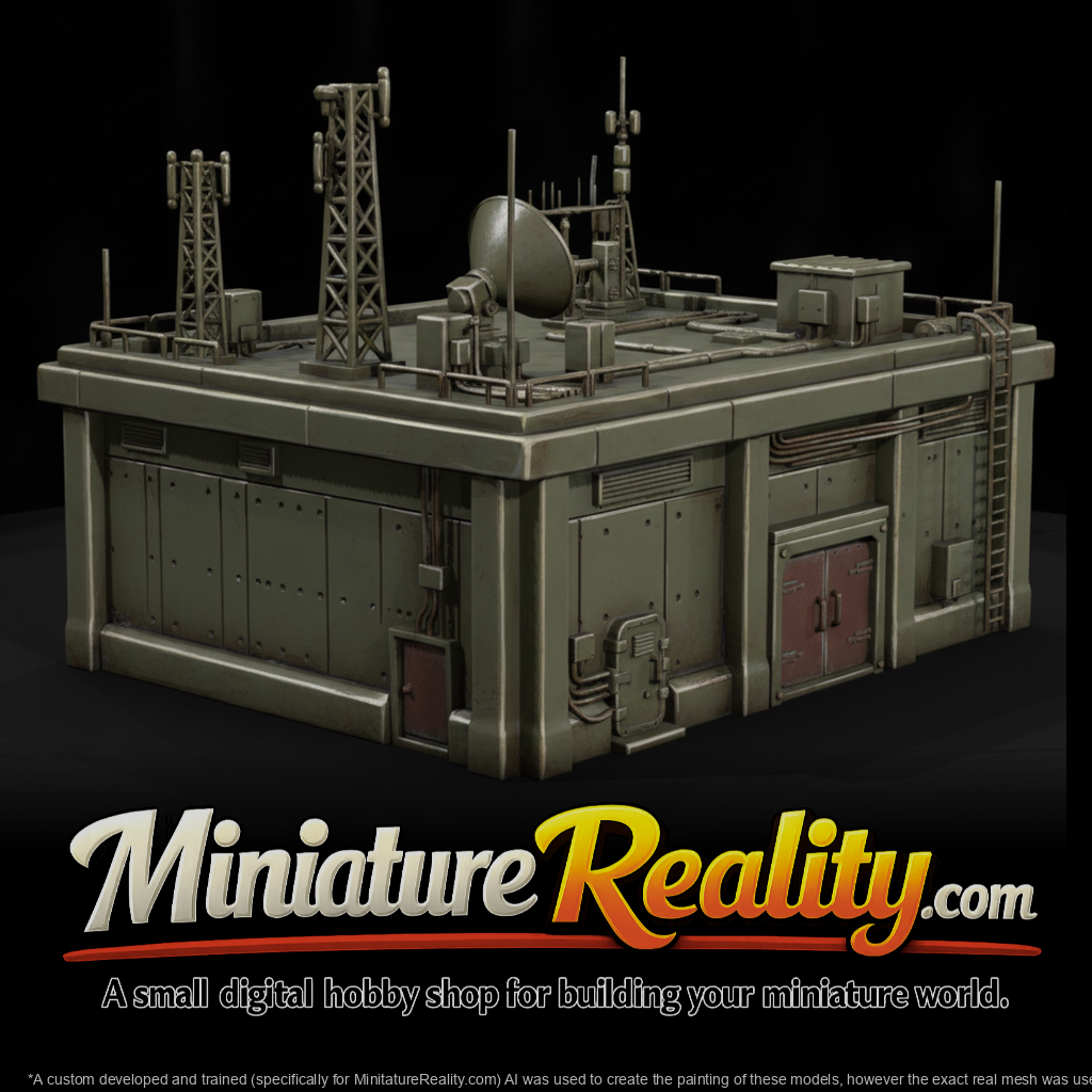 1980s Cold War Communications Building miniature, three-quarter view