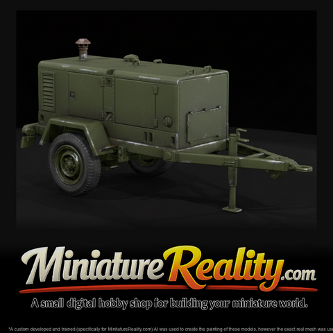 1980s Cold War Generator Trailer miniature, three-quarter view
