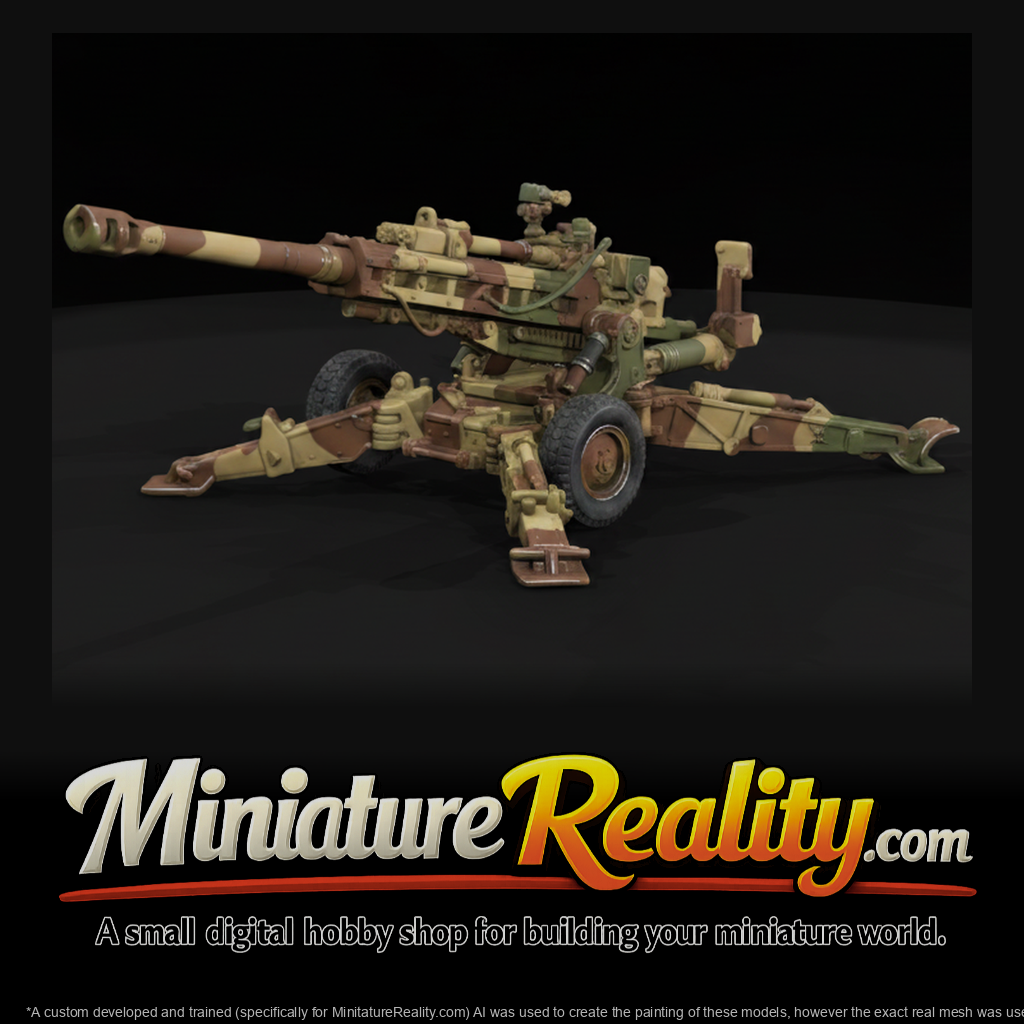 Modern Desert M777 Style Howitzer miniature, three-quarter view