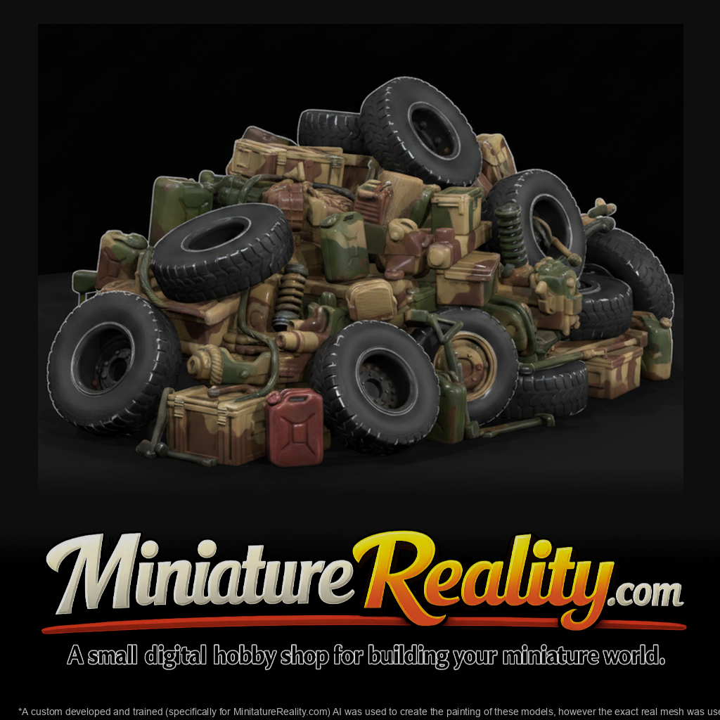 Modern Desert Tire Parts Pile miniature, three-quarter view