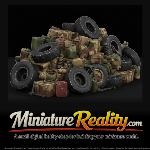 Modern Desert Tire Parts Pile miniature, three-quarter view