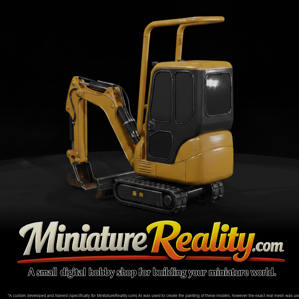 Mini Excavator miniature, three-quarter view