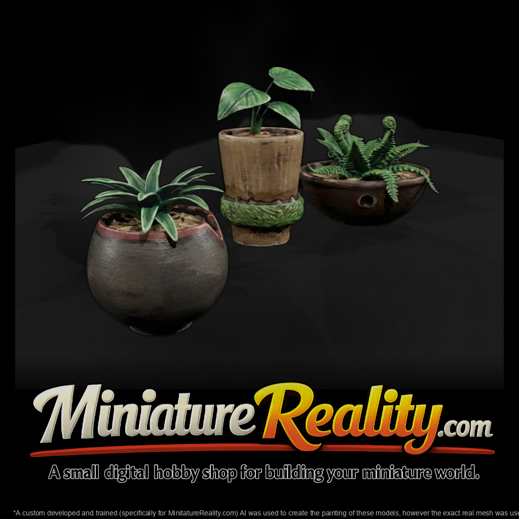 Minimalist Low‑Poly Potted Houseplant Set — 3D Printable