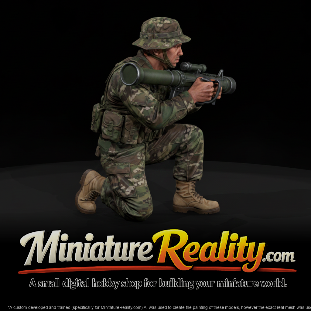 Modern U.S. Army Bazooka or Anti Armor Gunner Figure, three-quarter view