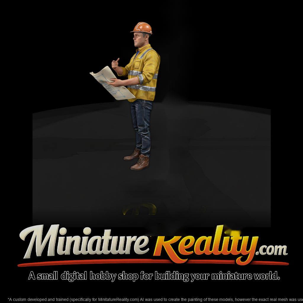 Modern Construction Engineer Figure — Hard Hat & Plans