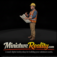 Modern Construction Engineer Figure — Hard Hat & Plans, three-quarter view — thumbnail 1